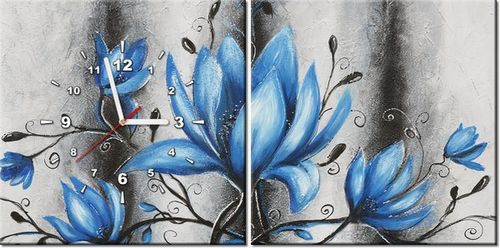 80 40CM 2 ELEM ZEGAR OBRAZ BUKIET TURKUSOWYCH MAGNOLII NADRUK na Arena.pl