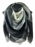 Jordan - miękka i ciepła chusta krata srebrna nitka czarny szary AC-9 HIT