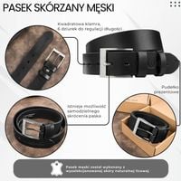 pasek męski skórzany premium z klasyczną klamrą elegancki