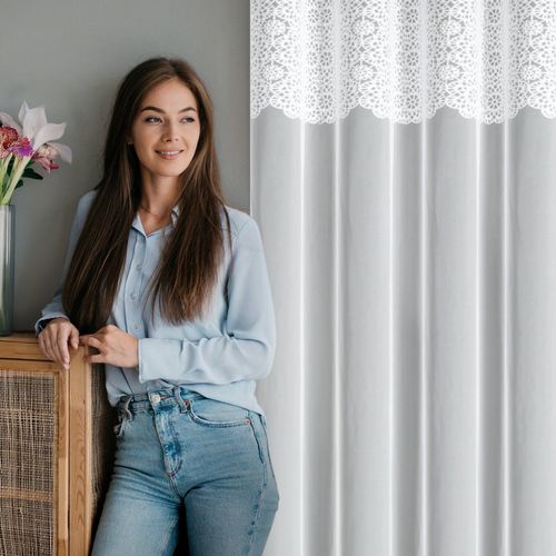 Firana Afrodyta 140x250 biała siatka haft przelotki na Arena.pl