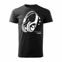 Koszulka ze słuchawkami słuchawki dla DJ Positive Vibes męska czarna REGULAR S