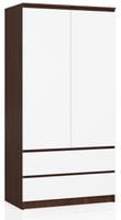 SZAFA S 90 cm 2 DRZWI 2 SZUFLADY WENGE / BIAŁA