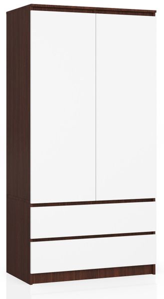 SZAFA S 90 cm 2 DRZWI 2 SZUFLADY WENGE / BIAŁA zdjęcie 1