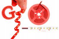 Taśma LED 10m 12V 2835 SMD 8W/m S-Shape 6mm Czerwona Elastyczna