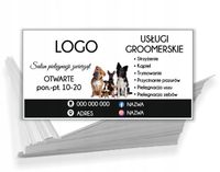 Wizytówki firmowe REKLAMOWE Foliowane 1000 szt USŁUGI GROOMERSKIE