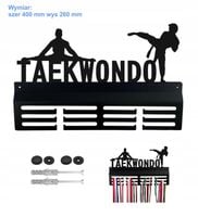 Solidny METALOWY Wieszak na medale TAEKWONDO kołki + zaślepki GRATIS