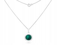 Łańcuszek srebrny z zawieszką zielony malachit 925 naszyjnik damski 40 cm