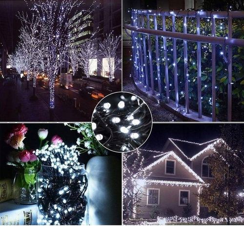 LAMPKI CHOINKOWE 500 LED STAŁE + FLASH ZEWNĘTRZNE BŁYSK IP44 BIAŁE ZIMNE na Arena.pl