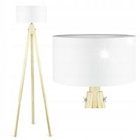LAMPA PODŁOGOWA STOJĄCA E27 DREWNIANA BOHO TRÓJNÓG ABAŻUR 140cm