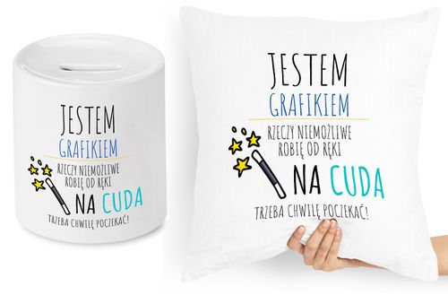 Dla Grafika Zestaw Poduszka + Skarbonka Prezent Z Nadrukiem Ze Zdjęciem na Arena.pl
