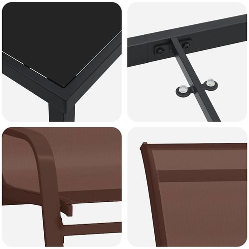 Zestaw do jadalni w ogrodzie 5 pcs Brązowy Textilene i stal na Arena.pl