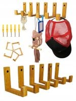 Wieszak na Biżuterię Drewniany Ścienny do Spodni Rzeczy na Kask Lity Dębowy