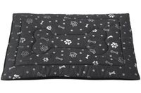 Legowisko mata dla psa Welsti ciemna szara srebrne kości i łapki L 100x70 antypoślizgowa