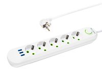 Przedłużacz sieciowy PS-550 5-Gniazd 3xUSB 5m biały 3x1mm