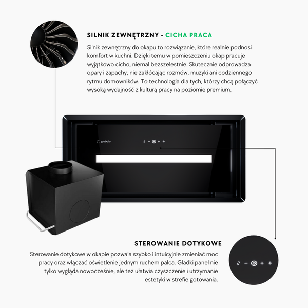 Okap kuchenny GLOBALO Saredo 60.1 Black + Turbina TW 2.1 zdjęcie 4