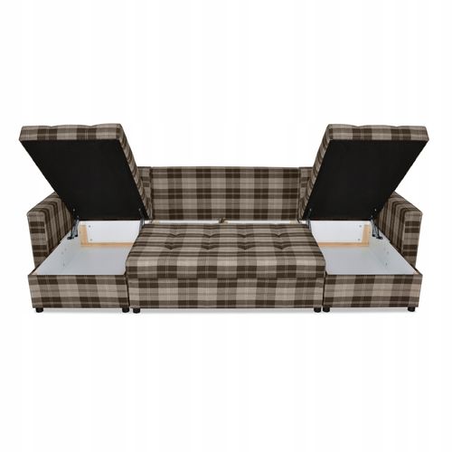 Narożnik Winston BIG U funkcja spania Family Meble krata brązowa na Arena.pl