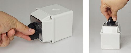 ŁĄCZNIK KRZYWKOWY L-0-P 25A 3P LEWO PRAWO W OBUDOWIE 70x70 3F IP65 na Arena.pl