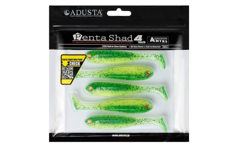 ADUSTA PENTA SHAD 114 GREEN CHART SEED SHINER 4 '' / 10 cm /kpl5 zdjęcie 2