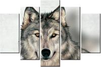100CM 150CM OBRAZ 5 ELEM SZARY WILK ŚCIENNY