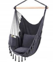 Fotel Brazylijski Wiszący SandTropic BOHO Z Poduszkami Szary – 1-osobowy