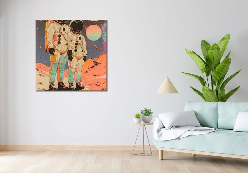 Obraz 90x90cm Astrounauci Kosmonauci zdjęcie 2