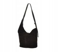 Laura Biaggi - torebka worek skóra naturalna zamsz czarny TS 112-42