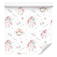 Tapeta dla dzieci jednorożce gwiazdy chmury balony