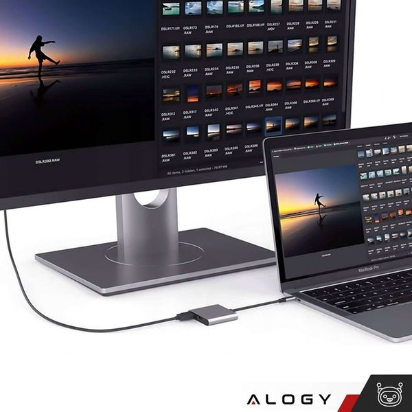 ROZDZIELACZ ADAPTER HUB HDMI TYPE-C DO MACBOOK AIR PRO 13 14 15 16 M1 M2 M3 zdjęcie 7