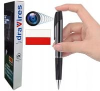 Kamera szpiegowska długopis draVires ukryta kamerka + naklejka