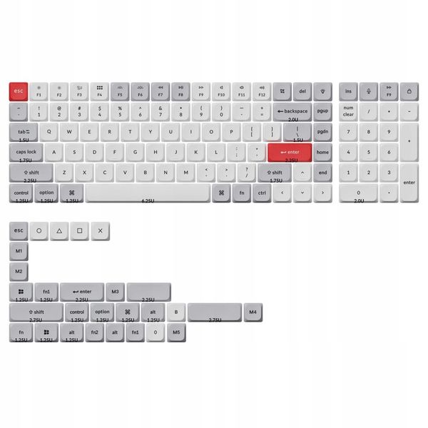 Keychron Keycaps Low Profile Dye-Sub PBT LSA-Light Gray and White Full Set zdjęcie 2