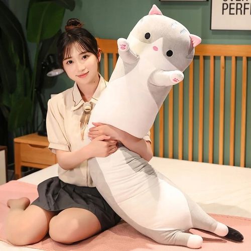 Długi Kotek Kot Maskotka Szara Poduszka Pluszak 150 cm XL Idealny Prezent na Arena.pl