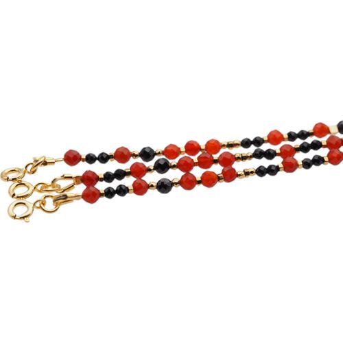 Bransoletka - Onyks czerwony, Turmalin, Hematyt i srebro złocone na Arena.pl