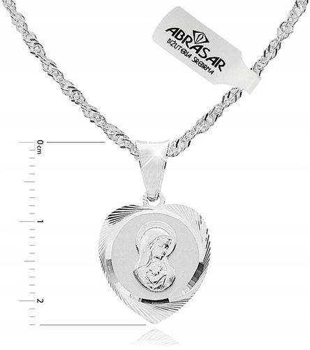 SREBRNY ŁAŃCUSZEK I MEDALIK KOMUNIJNY SERCE MATKA BOSKA SREBRO 925 na Arena.pl