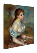 A Young Girl with Daisies, Auguste Renoir - obraz na płótnie 90x120 cm