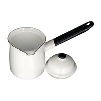 Mlecznik Emaliowany 0,5 l z Dekielkiem Biały - Indukcja Ręcznie Robiony