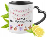 Na Urodziny 22 22Gie Kubek Czarny Z Uszkiem W Kształcie Serca Na Prezent