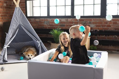 Kwadratowy suchy basen z ekoskóry z 300 piłeczkami SUPER ZABAWA DLA DZIECKA na Arena.pl