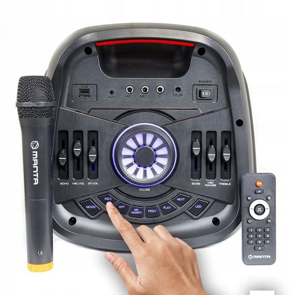 GŁOŚNIK PRZENOŚNY BLUETOOTH KARAOKE MANTA MIKROFON zdjęcie 2