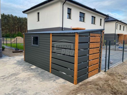 Schowek Domek Ogrodowy 3x2m + wiata 2m  2x Drzwi okno dach spad w tył GP554 na Arena.pl