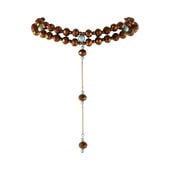 choker z krawatką, z czekoladowych koralików, z dodatkiem satynowych,