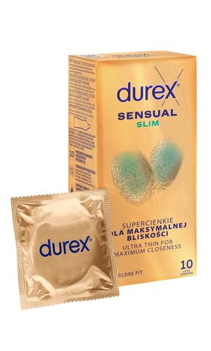 Prezerwatywy Durex Sensual Slim Dopasowane Super Cienkie Nawilżane 10 na Arena.pl