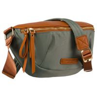 nerka damska z nylonu i skóry ekologicznej w zielono-brązowym kolorze