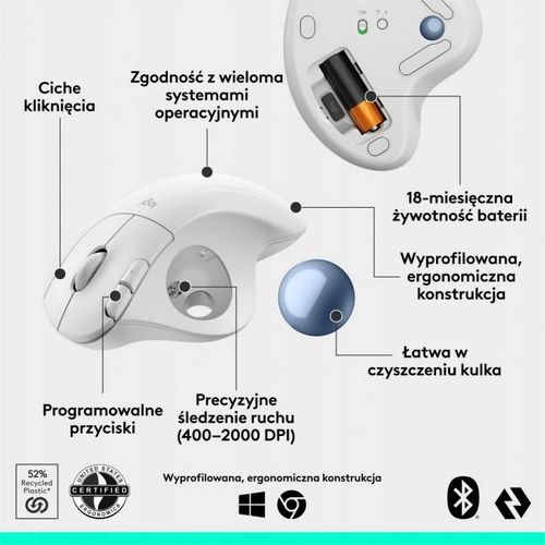 Myszka Logitech M575 S Ergo biała na Arena.pl