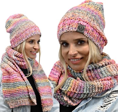Zimowy Komplet Kolorowy Gruby Czapka Szal Wz1 na Arena.pl