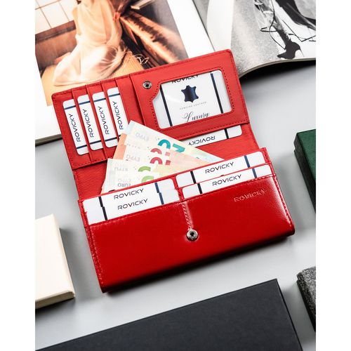 portfel damski ze skóry naturalnej i ekologicznej w czerwonym kolorze na Arena.pl