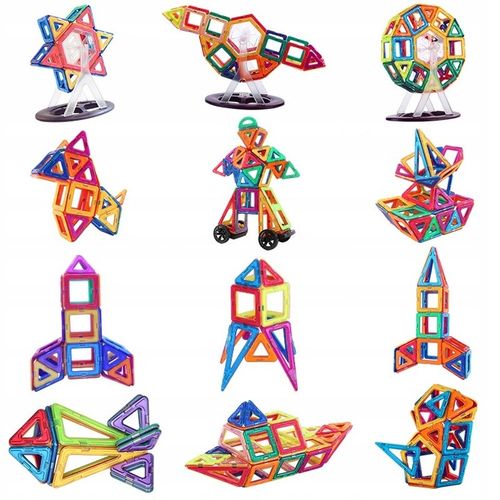 KLOCKI MAGNETYCZNE KONSTRUKCYJNE PANELE NEODYMOWE DLA DZIECI ZESTAW 128 EL. na Arena.pl