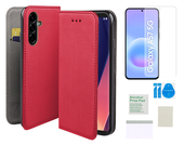 Etui z klapką do SAMSUNG GALAXY A57 5G smart magnet czerwony + folia TPU