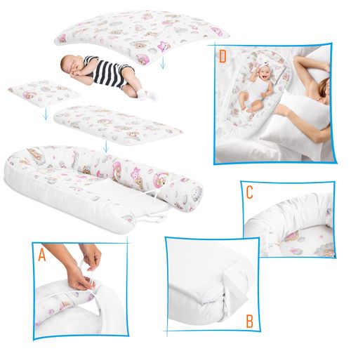 KOKON DLA NIEMOWLĄT BAWEŁNIANY ZESTAW 4 ELEMNTY ŚPIĄCY MIŚ na Arena.pl