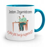 Kubek Błękitny Dla Zegarmistrza Twoja Supermoc Z Nadrukiem Ze Zdjęciem