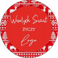 NAKLEJKI ŚWIĄTECZNE z LOGO REKLAMOWE firmowe personalizowane 5 cm 500 szt
